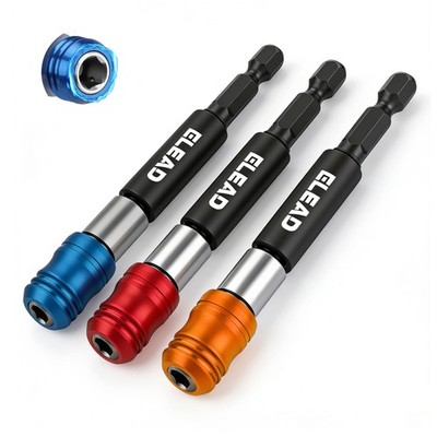 3-Piece 1/4'' Quick Change Drill Bit Holder, 4'', Orange, Red, Blue