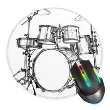 Mouse Pad Music Drum Rock Mouse Pads for Desk, Stitched Edge Mousepad with No...