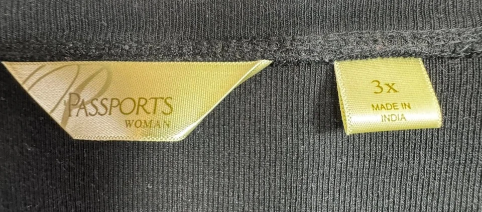 Passport 女式长袖花卉刺绣衬衫 - 尺寸:3XL - 颜色:黑色 — 第 4/4 张图片