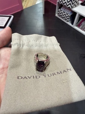 David Yurman 925 Sterling Silver 20x16 Amethyst diamond wheaton  Ring Size 6