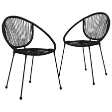  Garden Chair Set of 2 Black PVC rattan, steel Standard