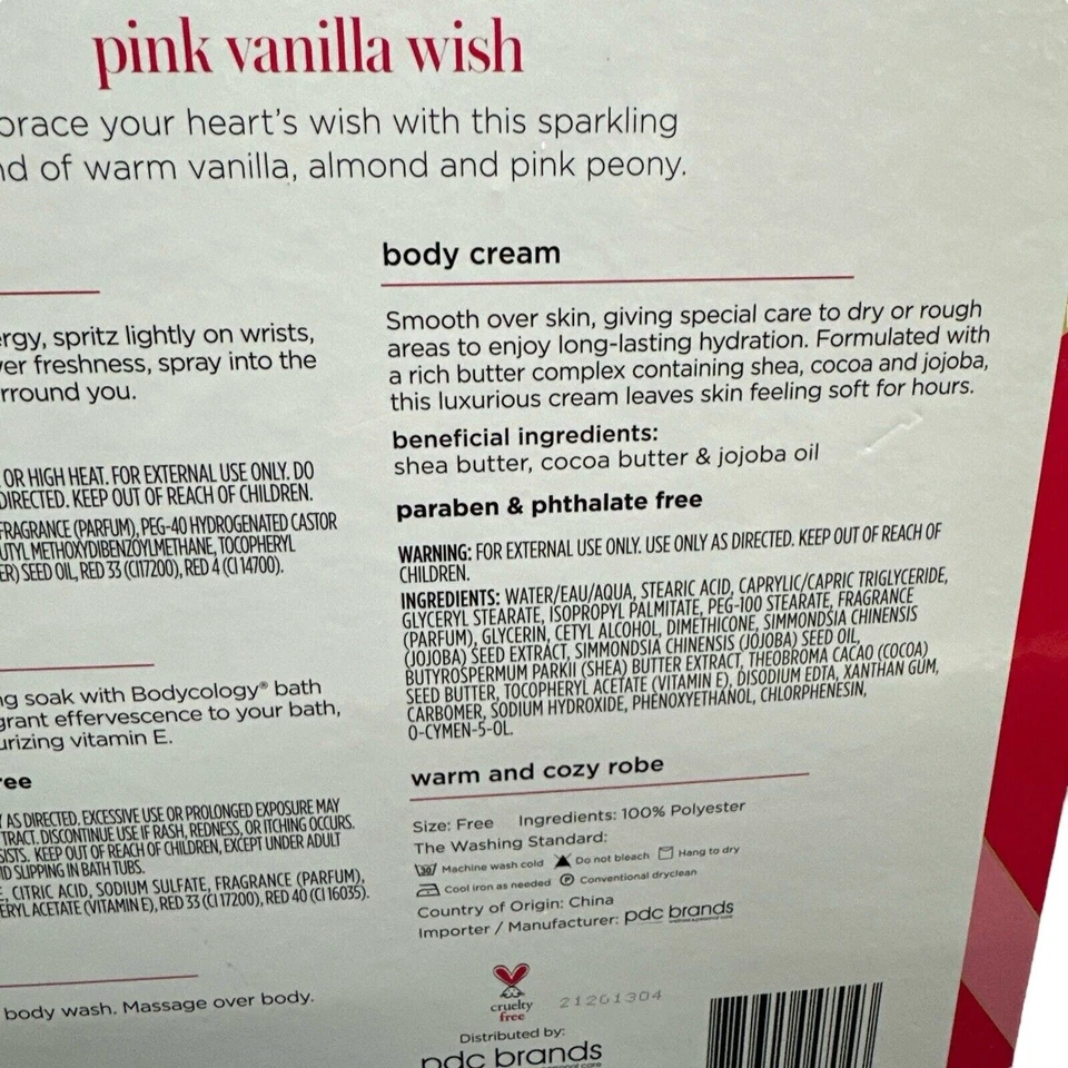 Bodycology 粉色香草愿望 5 件套礼品套装带休闲长袍新品 — 第 4/4 张图片