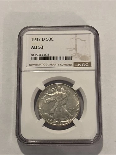 1937 D Denver Walking Liberty 50c Half Dollar NGC AU 53