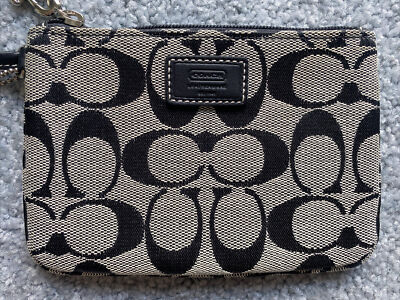 NWOT Vintage Coach Signature C Black /Grey Small Wristlet Pouch