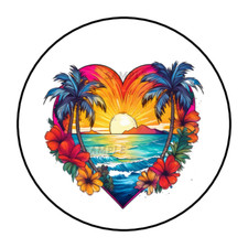 Beach Heart stickers labels tags envelope seals party favors