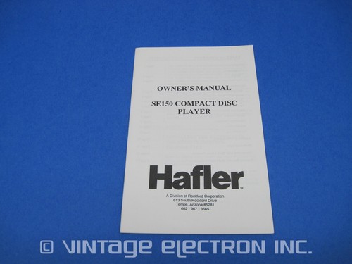 NOS HAFLER SE150 (SE-150 CD) COMPACT DISC PLAYER BEDIENUNGSANLEITUNG (Original) - Bild 1 von 6