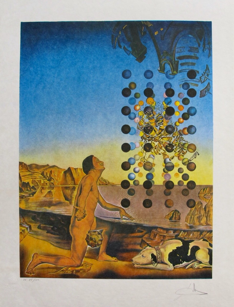 SALVADOR DALI Hand Signed NUDE CONTEMPLATING Limited Edition