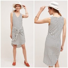 Dolan Left Coast Collection Anthropologie Dress Black White Striped Tie Front S