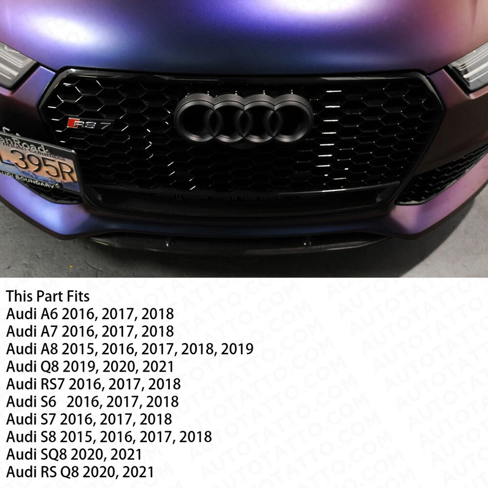 16-21 AUDI A6 A7 A8 S7 RS7 Matte Black Front Grille Rings Badge Sign Logo Emblem — 第 2/4 张图片