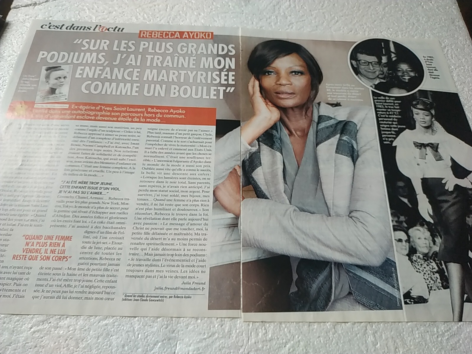 coupures presse Rebecca Ayoko ex top model Yves Saint Laurent Jermaine Jackson