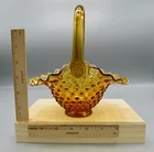 Fenton Glass Hobnail Basket In Amber 7 Inch Wide 8 Inch Tall Not Marked