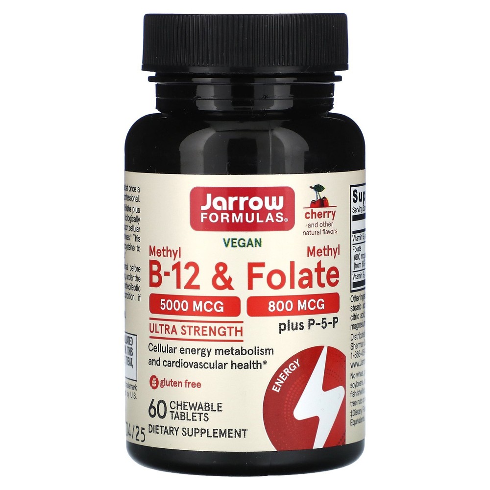 Vegan Methyl B-12 & Methyl Folate, Ultra Strength, Cherry, 60 Chewable Tablets