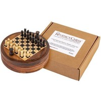 5 Inch Round Pegged Sheesham Travel Chess Set 5 Inch Round Pegged Sheesham Travel Chess Set