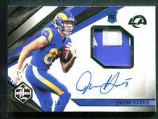 2021 Panini Limited Emerald Spotlight Patch Autograph Jacob Harris RC /10 Rams
