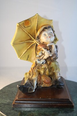 Giuseppe Armani Awaiting The Rainbow Variant Yellow Umbrella Sculpture Initialed