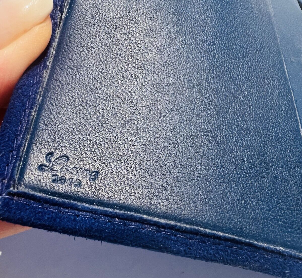 Vintage Loewe Blue Suede Embroidered Bifold Wallet | eBay