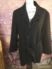 Women's Jason Cole Winter Black Wool Peacoat Jacket W/belt Size Large