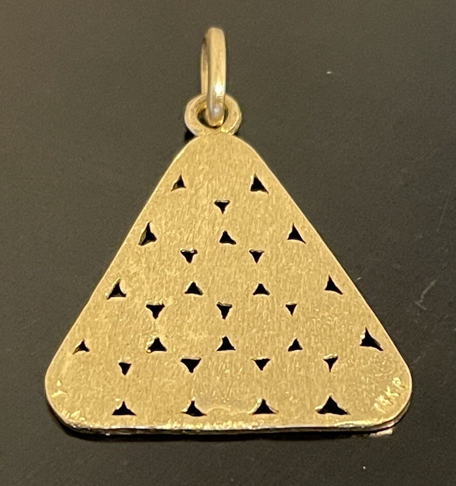 14K SOLID YELLOW GOLD LARGE TRIANGLE BILLIARDS BA… - image 5