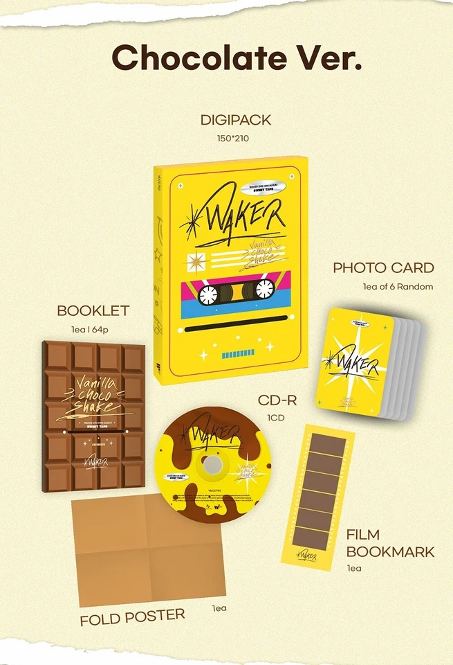 WAKER 2nd Mini Album Sweet Tape Random Ver CD+64p Book+P.Card+Sticker+F.Poster Foto 2 de 4
