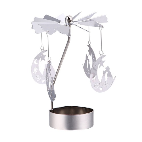 1pc Rotary Candle Stand Romantic Candlestick Candle Holder (Silver) - Picture 12 of 12