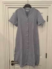 abito al ginocchio a righe blu chiaro lino cotone taglia m manica corta ottimo stato