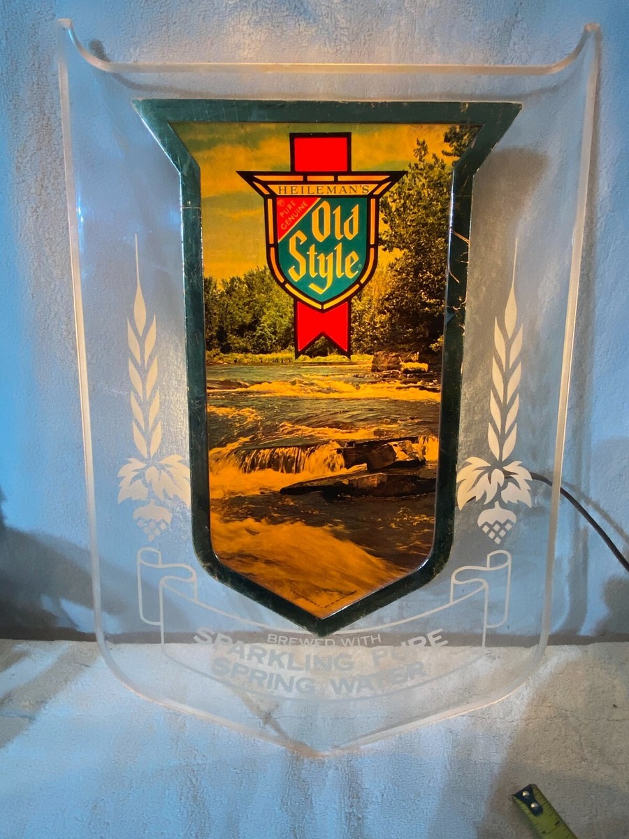 VINTAGE OLD STYLE BEER LIGHTED SIGN 1981 G HEILEMAN'S BREWED