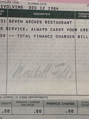 Vintage 1980's Marshall Field's Store Receipts Credit Card Billing Statements - Picture 6 of 7