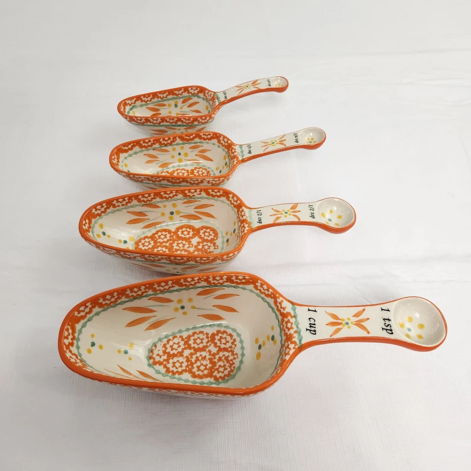 Temptations Old World Tangerine Measuring Cups Spoons Nesting Set of 4 Orange - Image 2 of 4