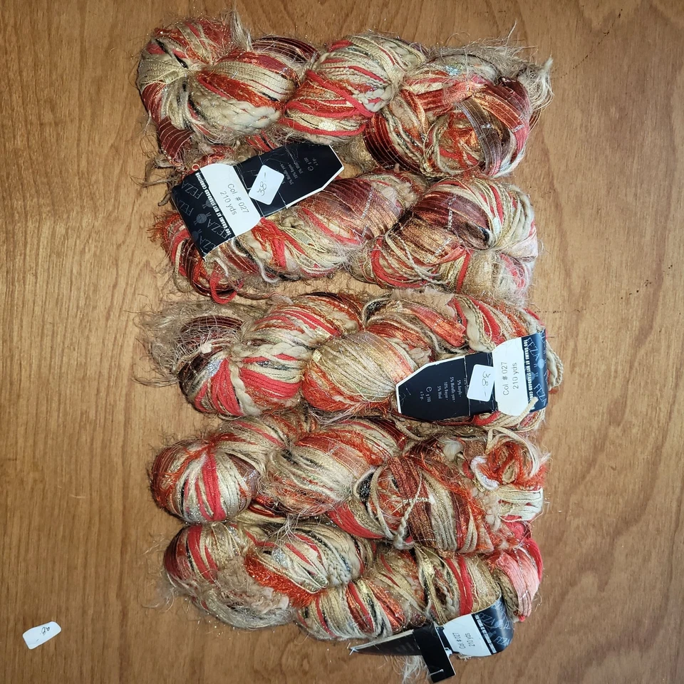 Lote de 5 hilo atado a mano Feza Premier contenido mixto Col #027 1050 yardas rojo bronceado Foto 4 de 4