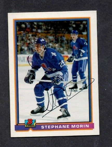 1991 Bowman Nordiques Hockey Card #148 Stephane Morin signed autograph 