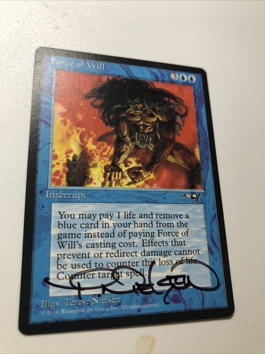 MTG Force of Will Alliances NM SIGNED By Artist Terese Nielsen Magic Vintage - Picture 8 of 16
