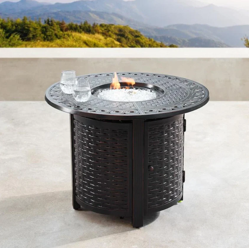 Propane Gas Fire Pit Table Unique Weave Outdoor Yard Deck Bonfire Patio  Heater | eBay