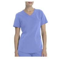 Scrubstar Women's XS CielBlue Antimicrobial Premium Ultimate Mock Wrap Scrub Top