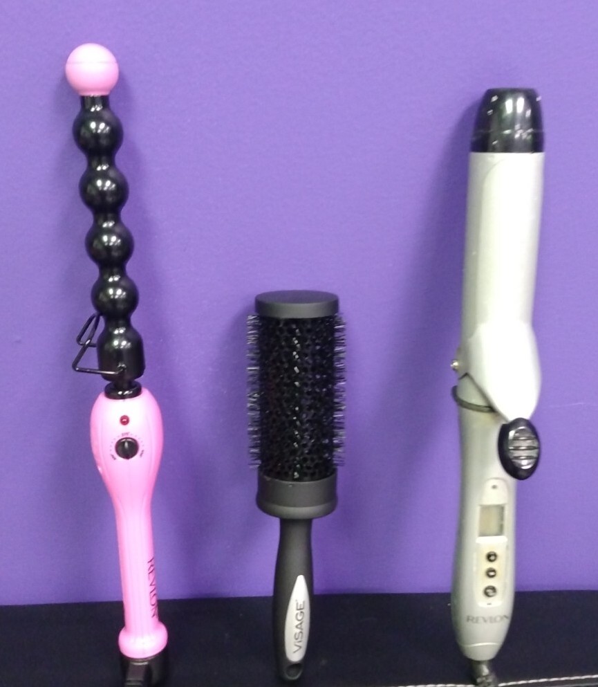 Revlon High Heat Wide Barrel Curling Iron Ball Wand with Visage Hair Brush-image