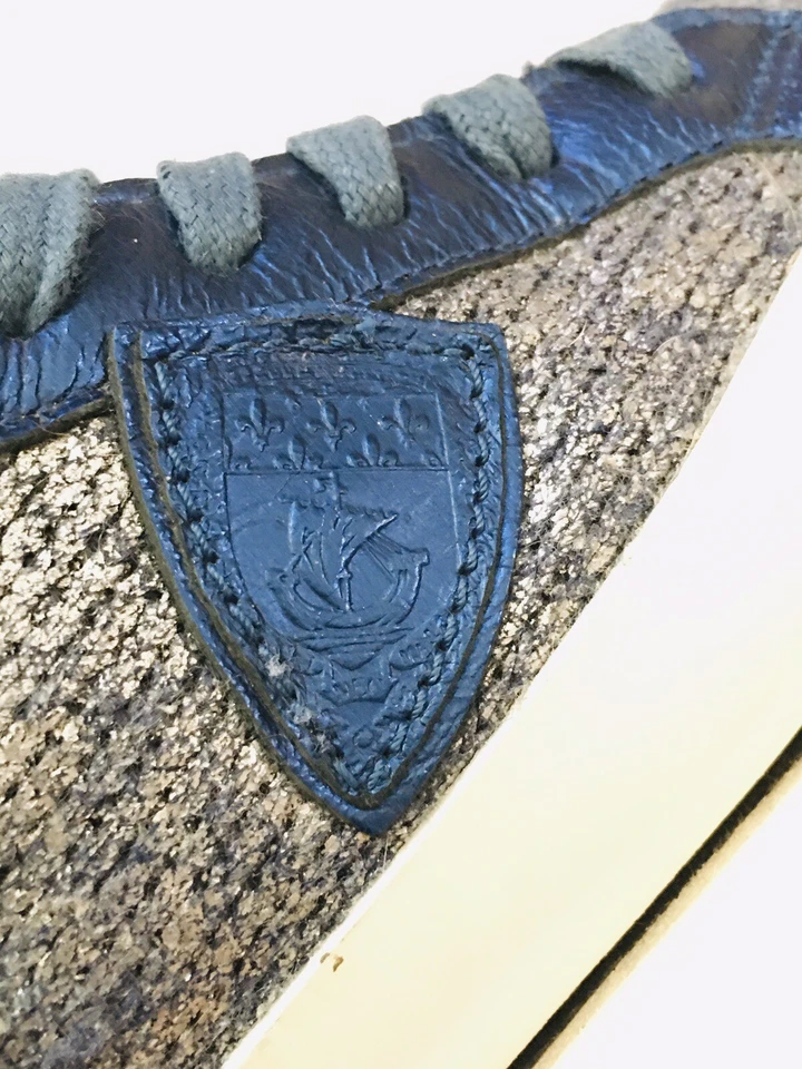 Zapatillas Philippe Modelo Metálicas Azul Oscuro Plateado Cuero Italia EE. UU. 7 UK 5 EU 37 Foto 3 de 4