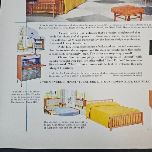1953 Mengel Furniture Vintage Print Ad Raynond Loewy Associates Louisville KY - Picture 5 of 7