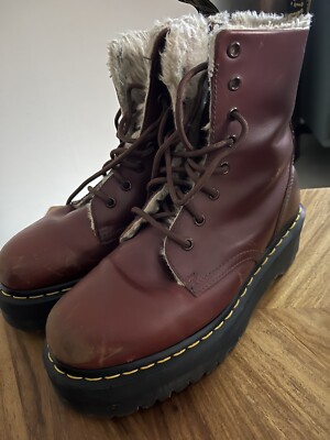 Dr Martens Jadon Fur Platform Combat Boots Women's [41