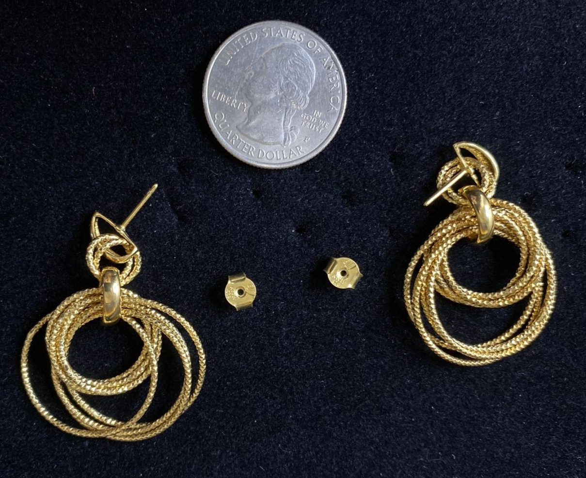 Multiple Hoops Dangle Post Earrings, 925 Silver G… - image 12