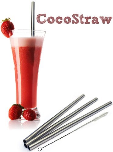 4 Stainless Steel Wide Smoothie Straws - CocoStraw Large Straight Frozen Drink - Picture 7 of 11