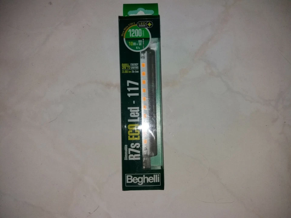 LAMPADA R7S BEGHELLI ECOLED DIMMERABILE 4000K - 10W = 80W 1200 LUMEN LUCE FREDDA - Immagine 2 di 2