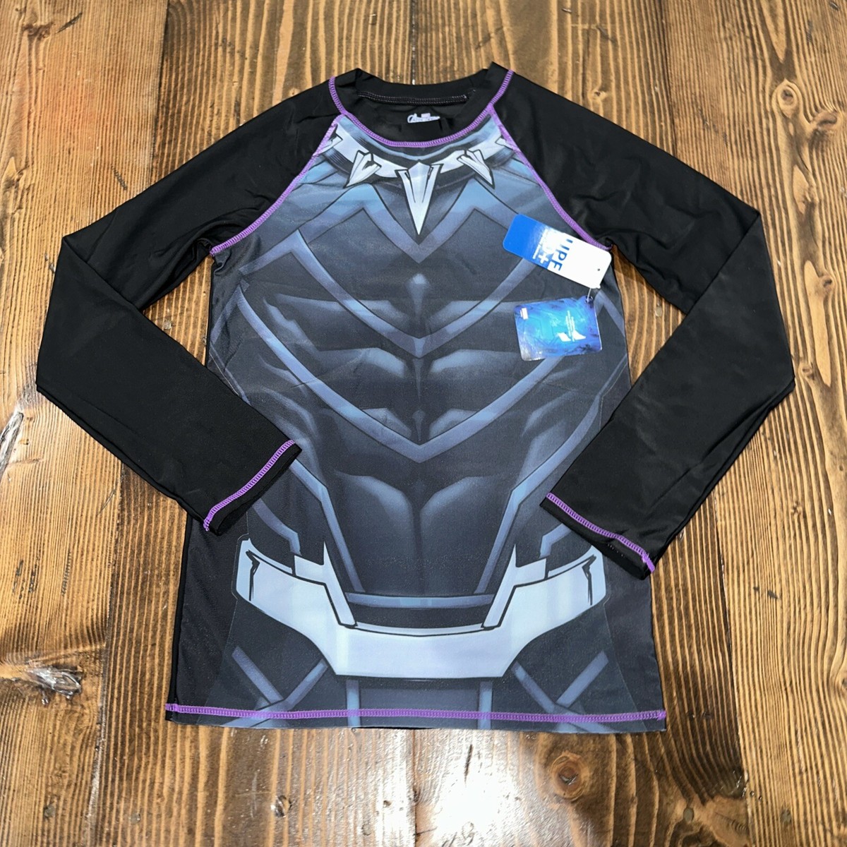 Marvel Black Panther Swim Shirt Youth 14/16 Long Sleeve 50+ UPF