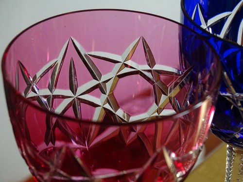 BACCARAT FRANCE VINTAGE FOUR ROEMER WINE GLASSES CRYSTAL COLORS PATTERN S.1134 - Picture 4 of 12