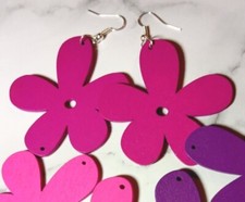 Large Flower earrings PopArt style CHOOSE Bright colours BIG Bohemian Hippy 60s