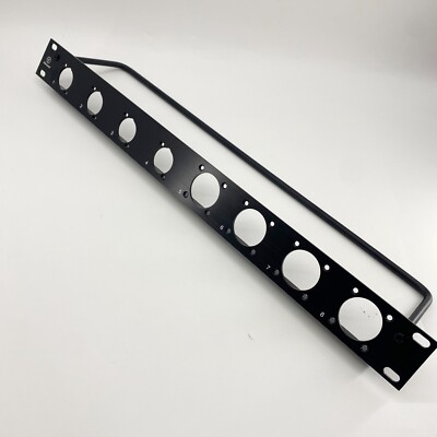 1U Space Rack Panel W/4 Large Speakon CutOuts For NL8 + 4 cutout For D Connector