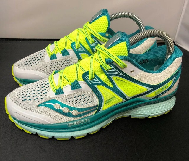 Saucony Triumph ISOFIT 3 Everun White Teal Running Gym Shoes Womens