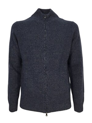 FERRANTE Strickjacke Herren Reißverschluss Und Taschen Blau
