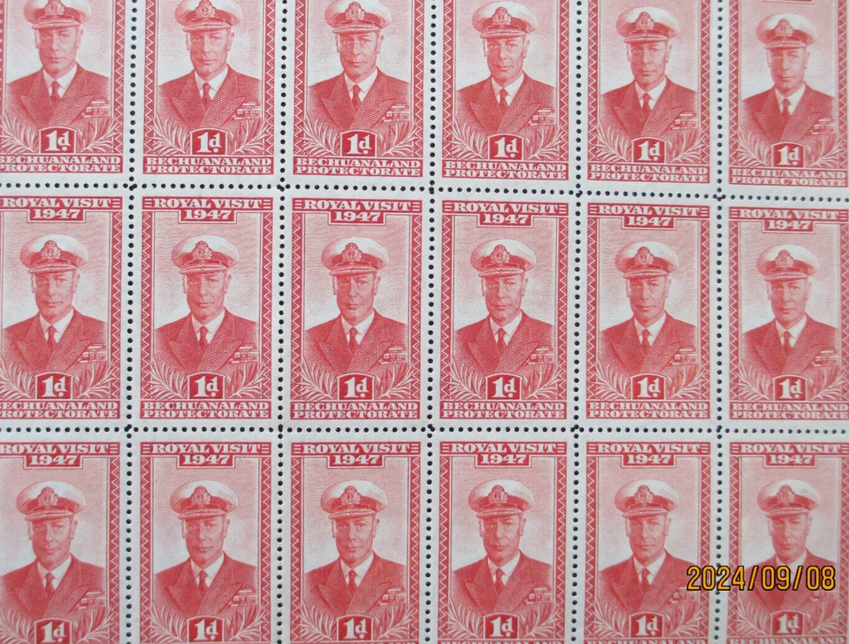 BECHUANALAND PROTECTORATE - 1947 ROYAL VISIT - SG132-135 COMPLETE SHEETS SET MNH - Image 3 of 4