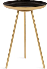 Laranya round Metal Side Table, 15X15X22.5, Black/Gold