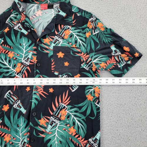 Coca-Cola Hawaiian Shirt Mens Medium VTG Green AOP Button Up Short Sleeve - Picture 5 of 6