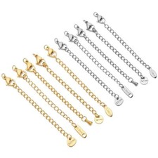 10pcs Stainless Steel Extension Chains with Lobster Clasps for Jewelry